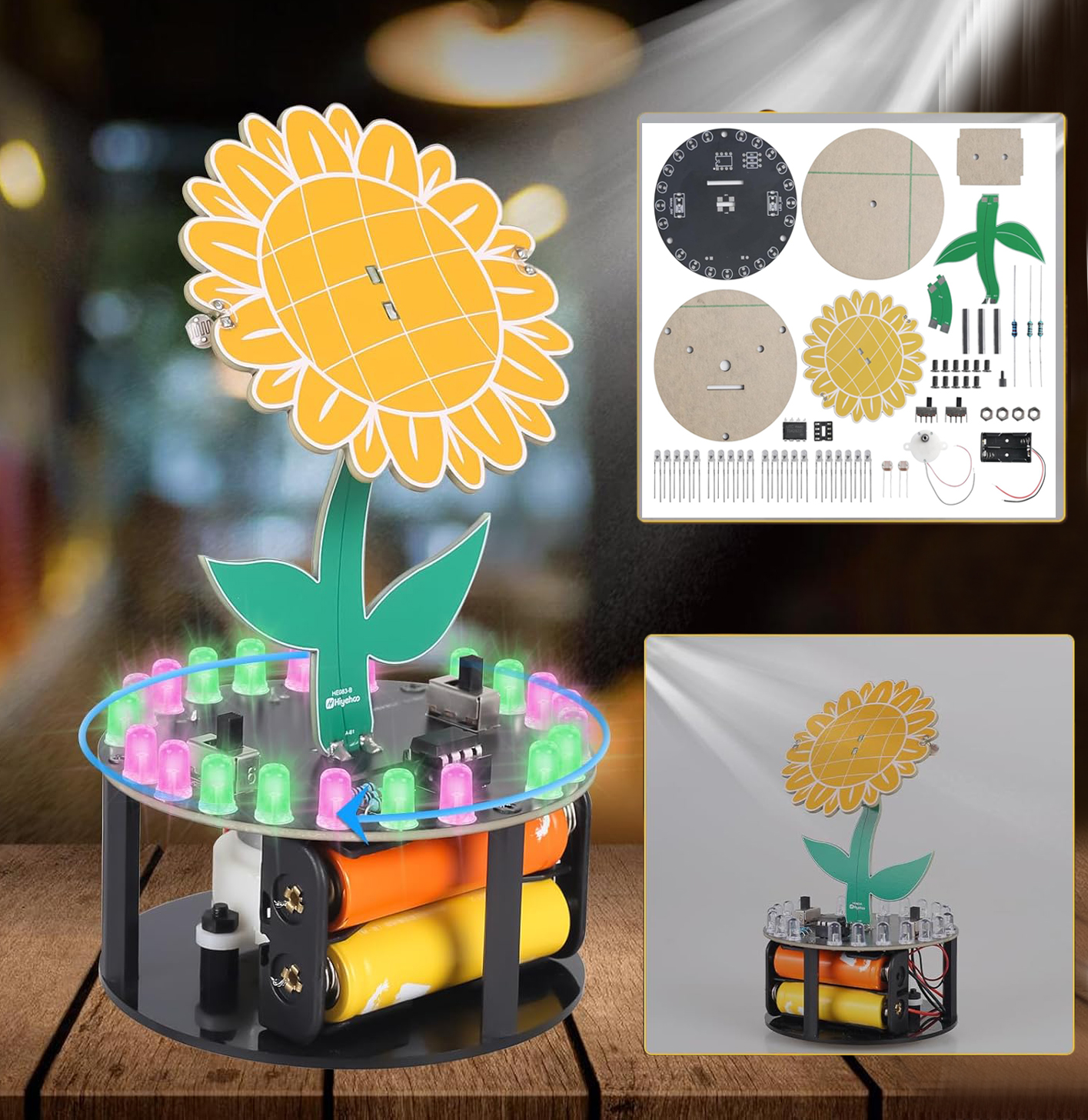 Diy Electronics Kits For Kids - Light Chasing Sunflower Soldering Practice Kit