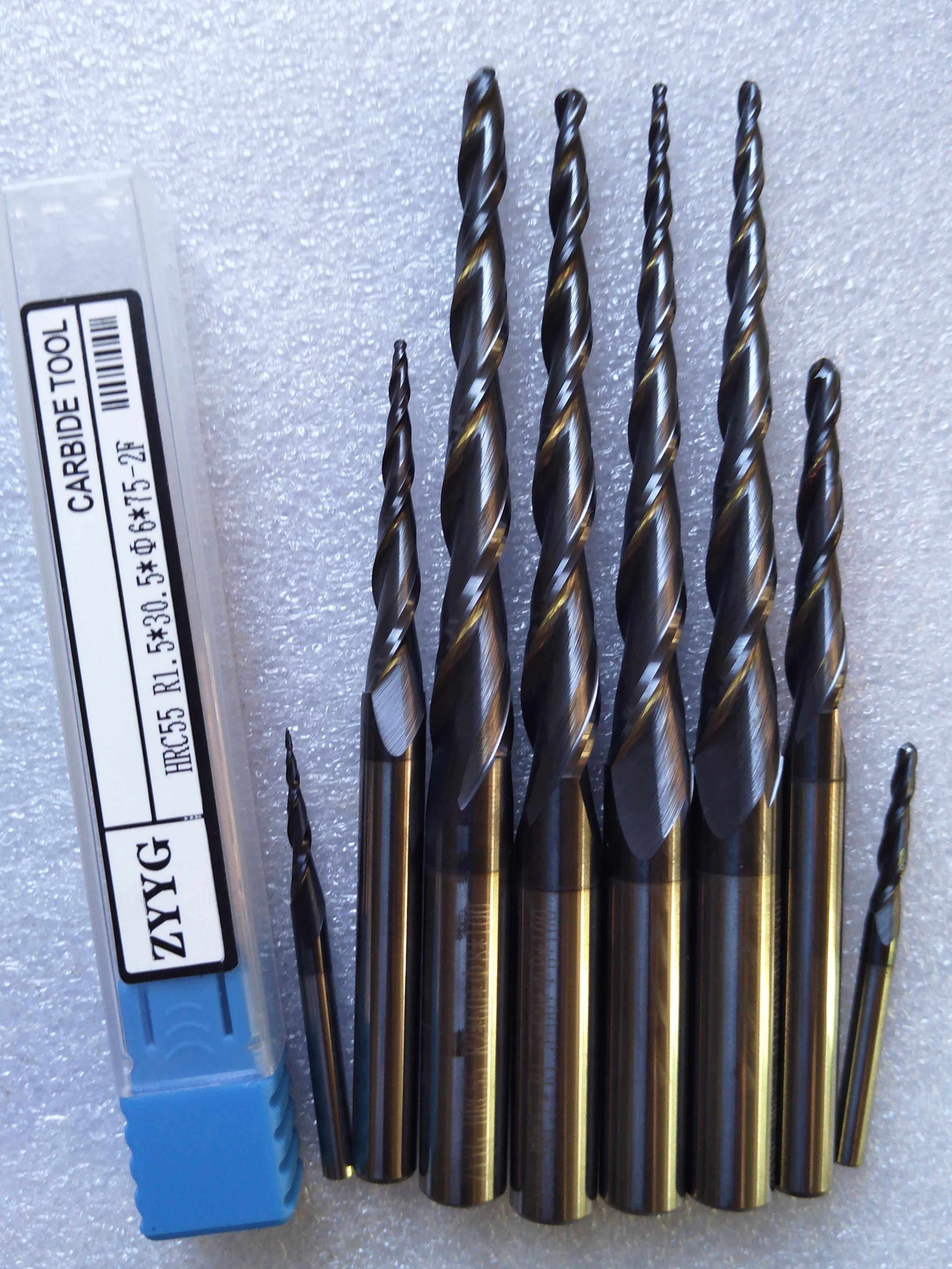 Diy Cnc Router Electronics - R0.25/R0.5/R0.75/R1/R1.5/R2 XD 3.175/4/6/8mm2F*HRC55 Ball Nose Tapered