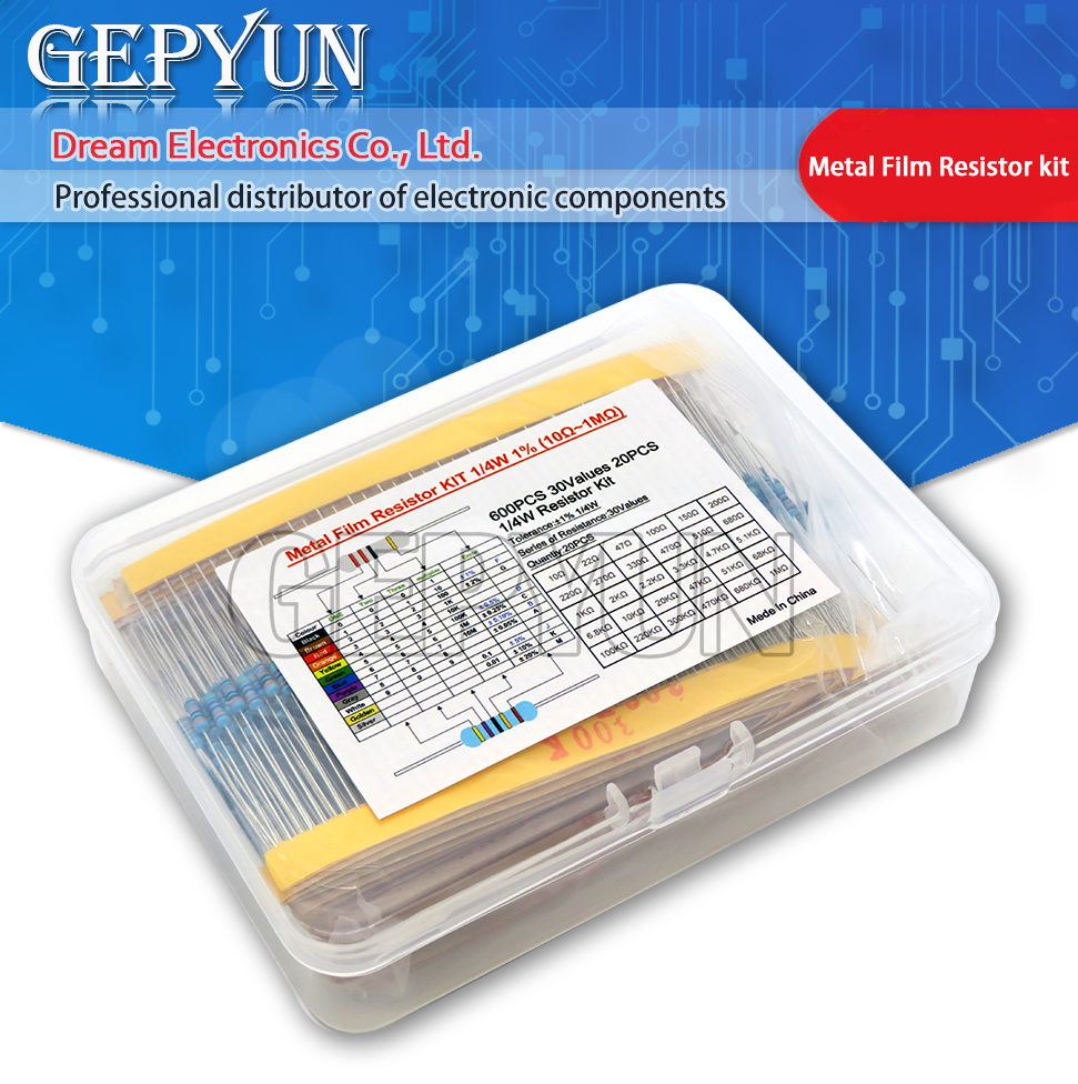 Resistor Kit 1 4W - 600PCS 30Values* 20PCS 1% 1/4W resistor