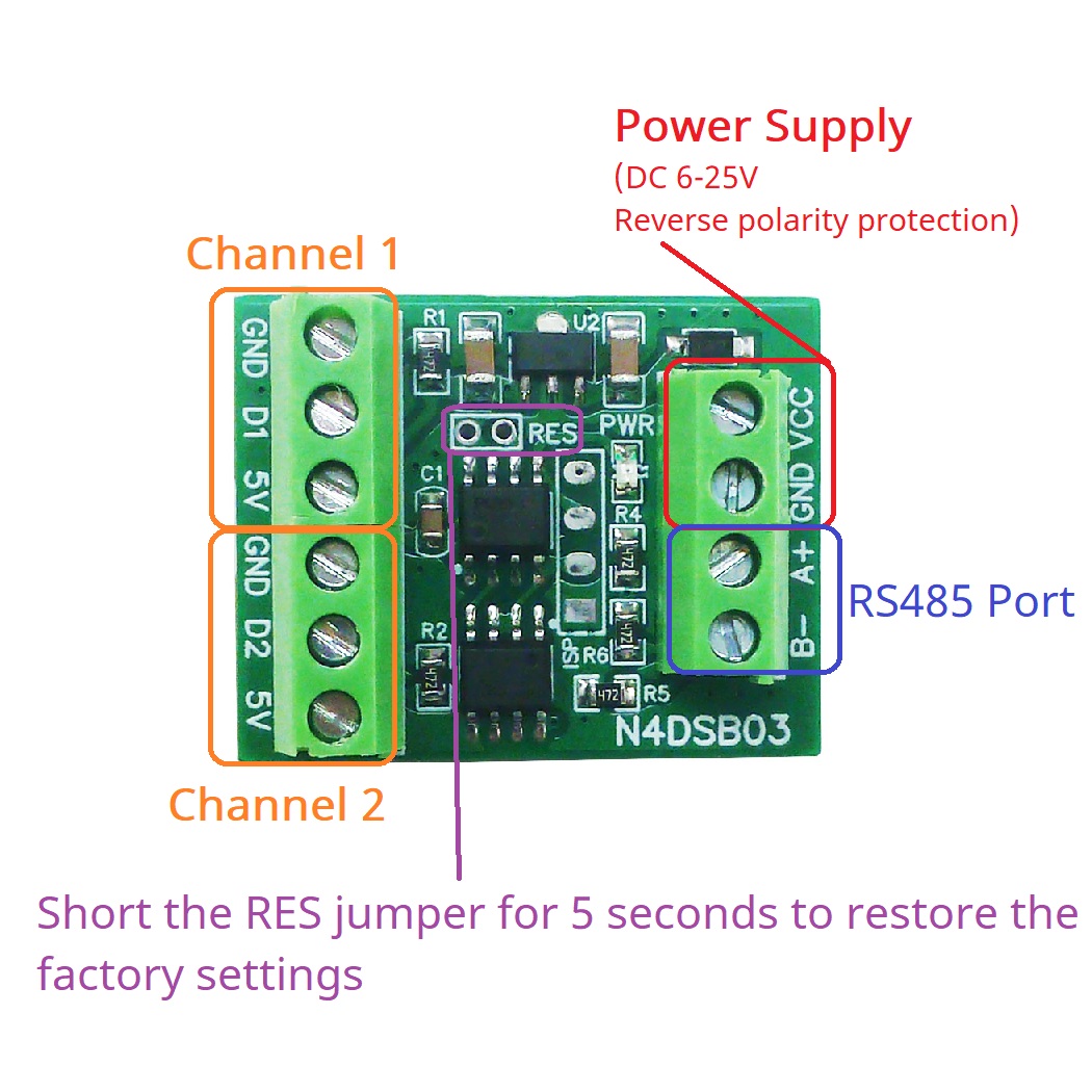 2CH RS485 Modbus  -55 to +125C - Ds18B20 Temperature Sensor review and price