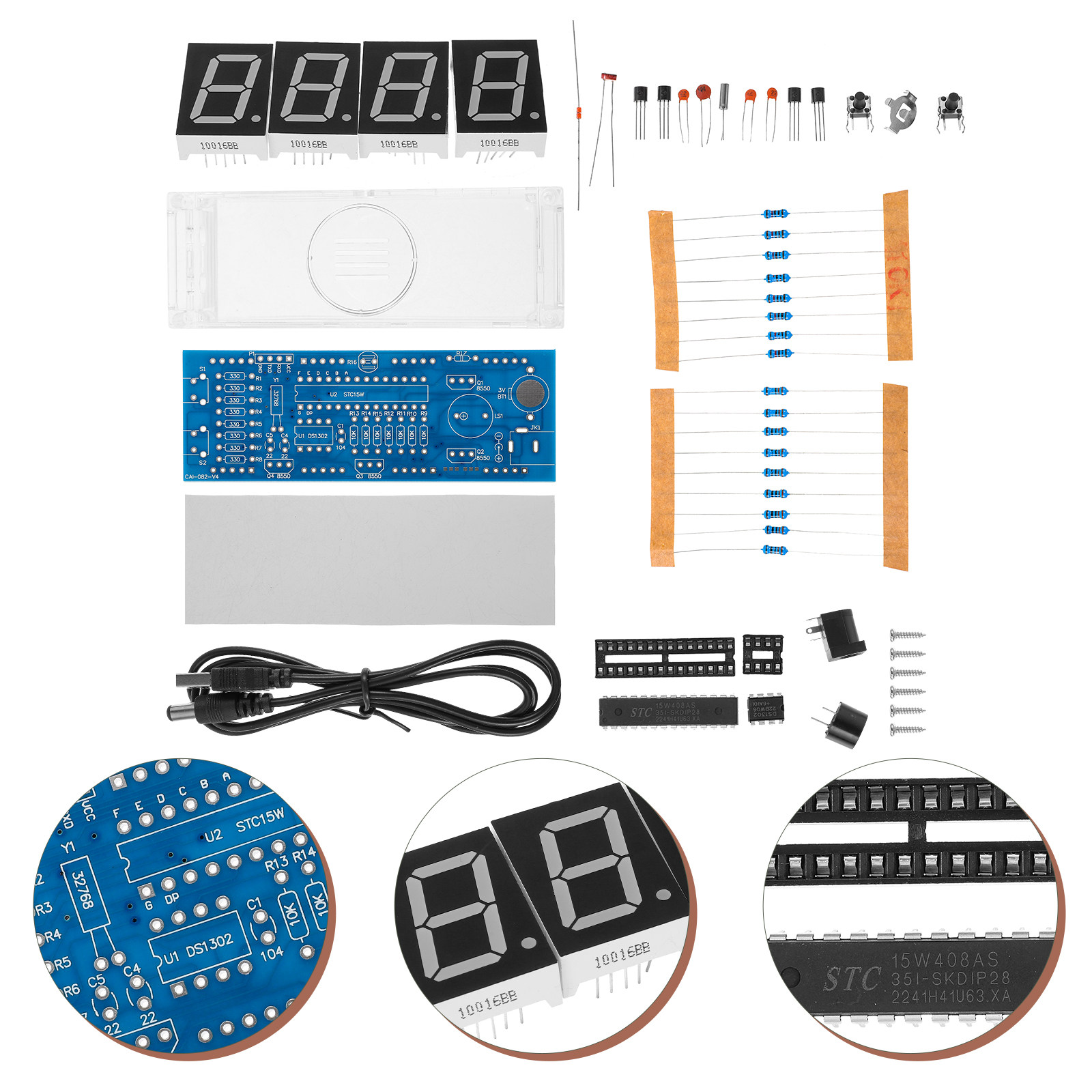 1Set Scm Digital LED Clock Kit - Diy Electronic Components review and price